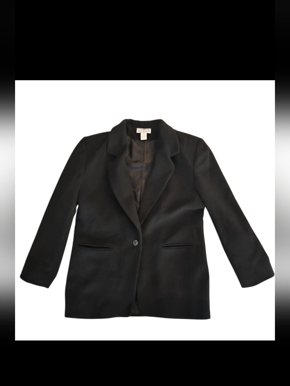 Saks Fifth Avenue Cashmere Wool Blend Womens Preppy Classic Black Blazer Size 10
